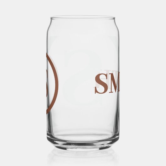 Blauw Bruin Monogram Naam Blikvorm Glas (Rechts)