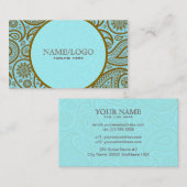 Blauw & Bruin Paisley Retro Pattern-Sjabloon Visitekaartje (Voorkant / Achterkant)
