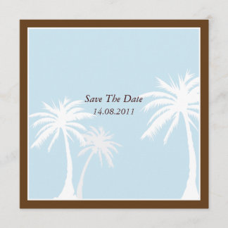 Blauw/bruin palmbomen Weddenschap Bewaar de datum Save The Date