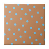 Blauw Bruin Polkadot Patroon Tegeltje (Voorkant)