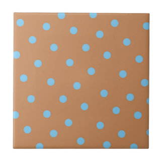 Blauw Bruin Polkadot Patroon Tegeltje