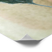 Blauw Bruin Rode Veren Wall Art Print (Hoek)