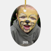 Blauw & Bruin Shark Dot Stripes Foto Ornament (Voorkant)