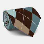 Blauw/Bruin Stijlvol Argyle Stropdas (Opgerold)