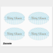 Blauw Bruin Sweet Boy Polka Dot Baby shower Ovale Sticker (Vel)