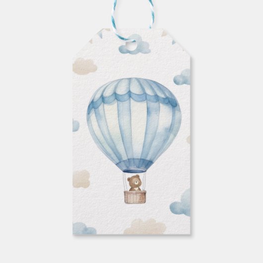 Blauw Bruin Teddy Bear Verjaardag Dank u Label Cadeaulabel (Achterkant)