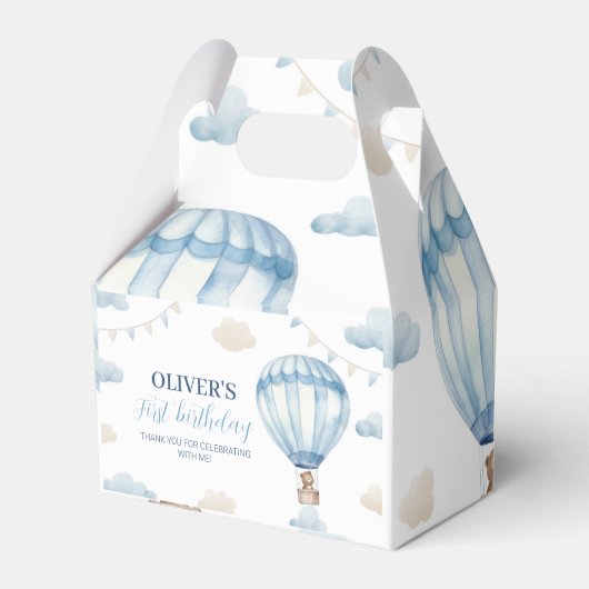 Blauw Bruin Teddy Bear Verjaardag Favoriet Box Bedankdoosjes (Achterkant)