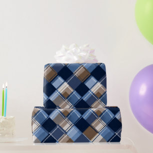 Blauw & Bruin Vaderdagpatroon Cadeaupapier