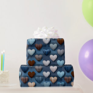 Blauw & Bruin Vaderdagpatroon Cadeaupapier