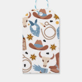 Blauw Bruin zadel omhoog Eerste Rodeo 1e Verjaarda Cadeaulabel (Achterkant)