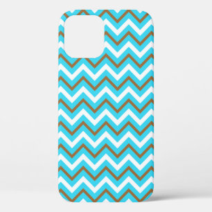 Blauw bruin Zig Zag Lines Geometric Zee Wave iPhone 12 Hoesje