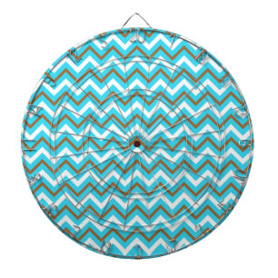 Blauw bruin Zig Zag Lines Geometrische Zee Waves Dartbord
