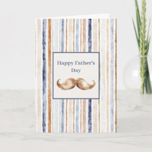 Blauw Bruine Strepen Crème Snor Baardag Kaart