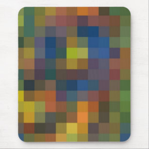Blauw Bruine Vierkanten Muismat