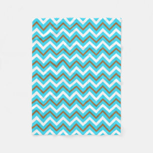 Blauw Bruine Witte Zig Zag Lijnen Geometrische Zee Fleece Deken