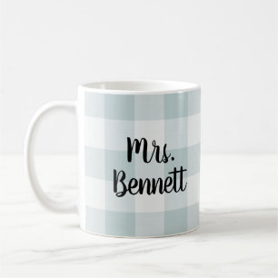 Blauw Buffalo Check Mevr. Monogram Koffiemok