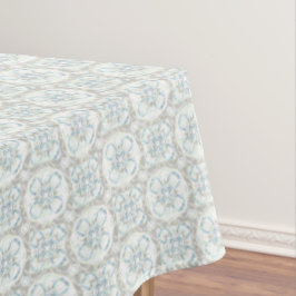 Blauw, buik en wit gemotteld cirkelpatroon tafelkleed