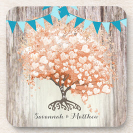 Blauw Bunting Land Chique Schuur Houten Bruiloft Drankjes Onderzetter