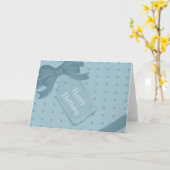 Blauw cadeau met linten kaart (Gele Bloem)