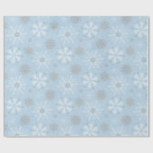  blauw cadeautje met witte kerstsnowschilfers cadeaupapier (Vlak)