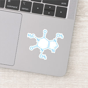 Blauw cafeïnemolecuul sticker