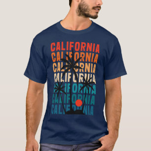 Blauw California Vintage Sunset Kleuren T-Shirt