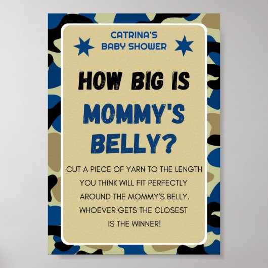 Blauw Camo Baby shower teken Poster (Voorkant)