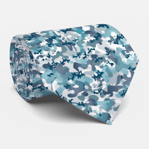 Blauw Camo camouflage patroon in marine tonen Stropdas