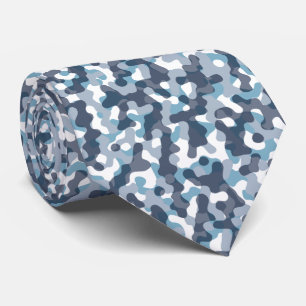 Blauw camo camouflagepatroon in marineblauwe tinte stropdas