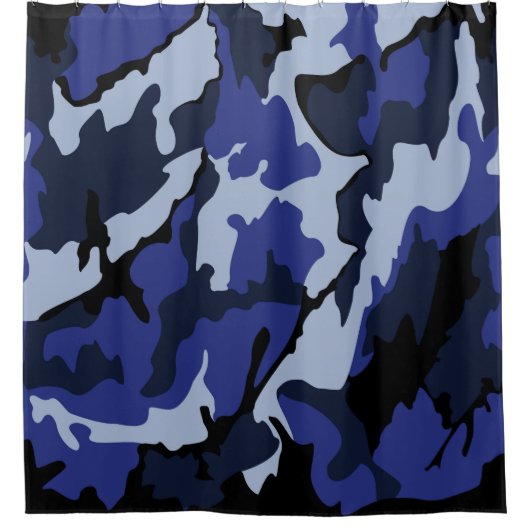Blauw camo, douchegordijn (Voorkant)