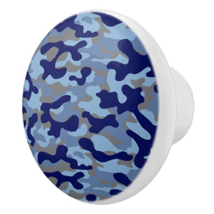 Blauw Camo Patroon Keramische Knop