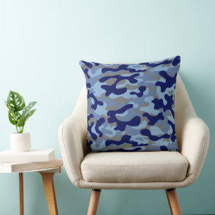 Blauw Camo Patroon Kussen