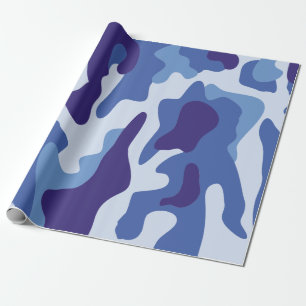 Blauw camouflage cadeaupapier
