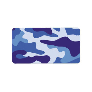 Blauw camouflage etiket