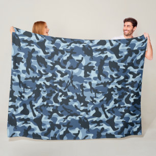 Blauw Camouflage Fleece Deken