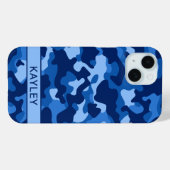 Blauw camouflage gepersonaliseerd Case-Mate iPhone case (Achterkant (horizontaal))