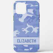 Blauw Camouflage Monogram Case-Mate iPhone Case (Achterkant)
