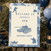Blauw camouflage soldaat leger verjaardag welkomst