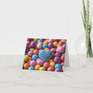 Blauw Candy Hart en Zoete Valentijns Groet Feestdagen Kaart