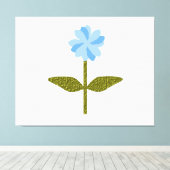 blauw Canvas afdrukken op Daisy Flower (Insitu (Houten vloer))