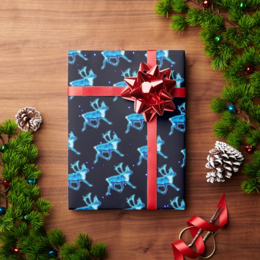 Blauw Caribisch gebied (rendier) Cadeaupapier (Feestdagen Geschenken)
