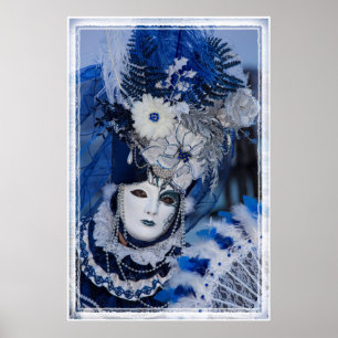 Blauw Carnaval Kostuum, Venetië Poster