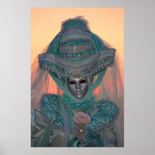 Blauw Carnavalskostuum, Venetië Poster