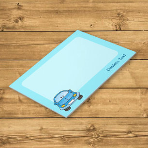 Blauw cartoon auto notitieblok