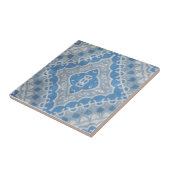 Blauw  cementvormend geometrisch patroon tegeltje (Zijkant)