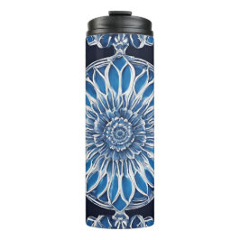 Blauw Ceramisch Gedrukt Thermosbeker