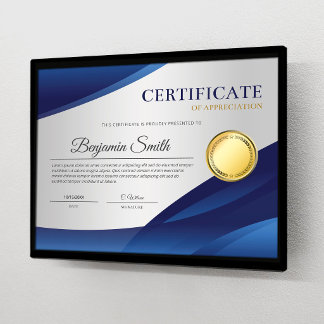 Blauw Certificaat van Waardering Award Flyer