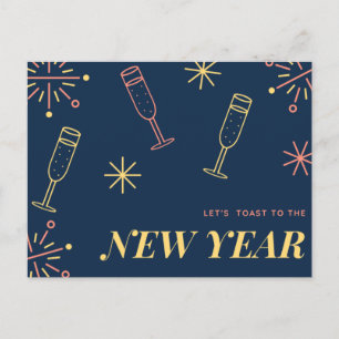 Blauw champagne New Year Design Briefkaart