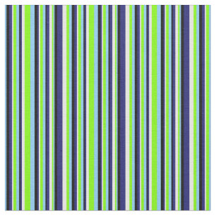 Blauw, Chartreuse, wit en zwart bandenpatroon Stof