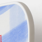 Blauw Check Gingham USA Vlag SPEL OP Pickleball Paddle (Links Detail)